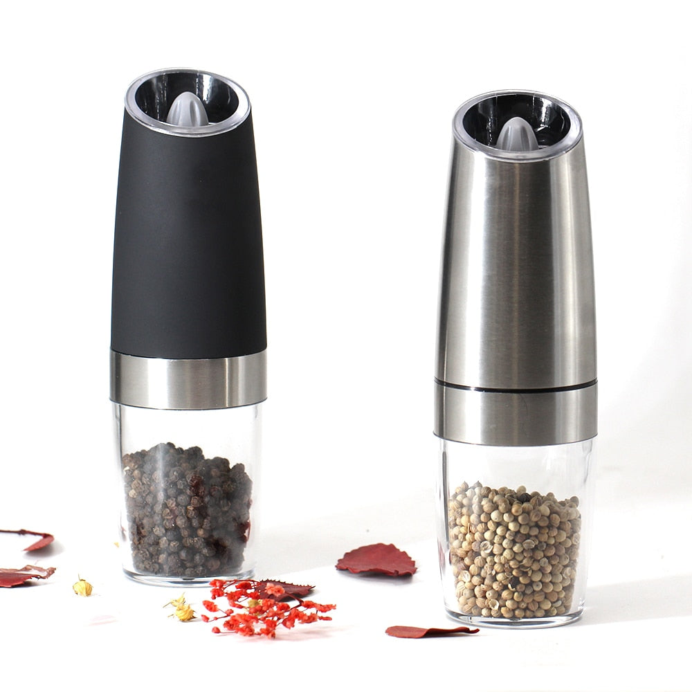 2Pcs Gravity Electric Salt And Pepper Grinder Automatic Pepper