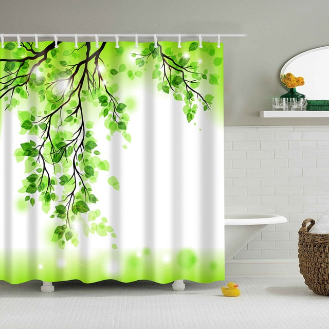 Green Shower Curtain 🚿 - Red Panda Market